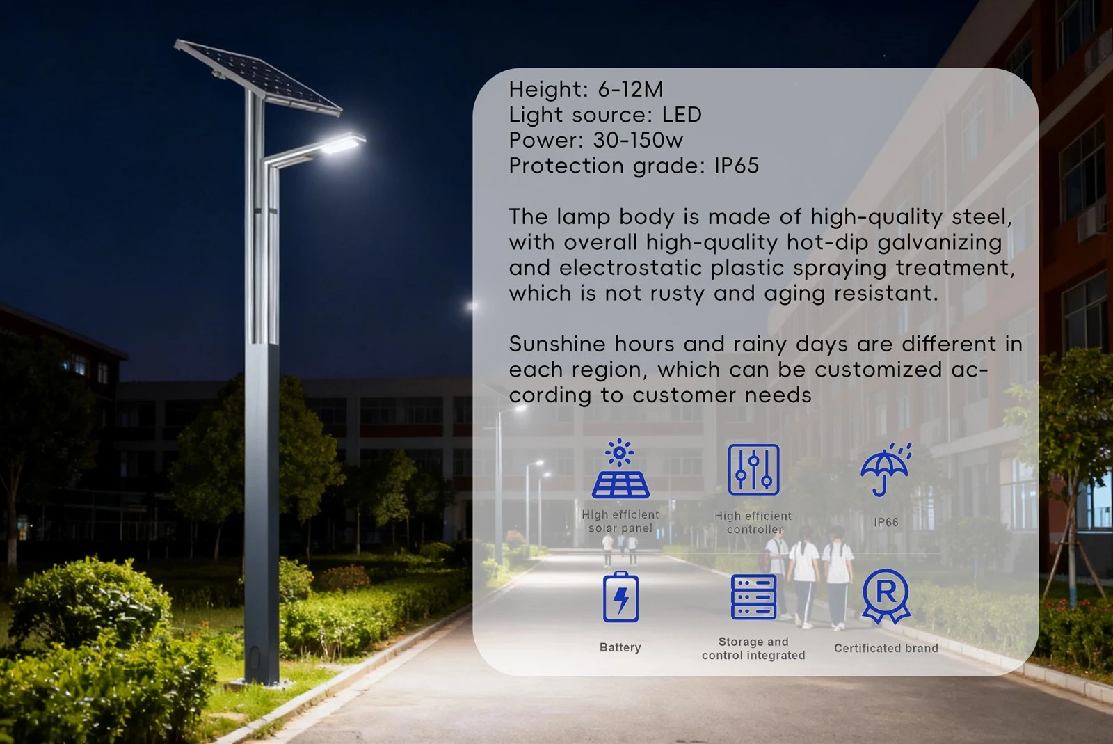 Street light with battery